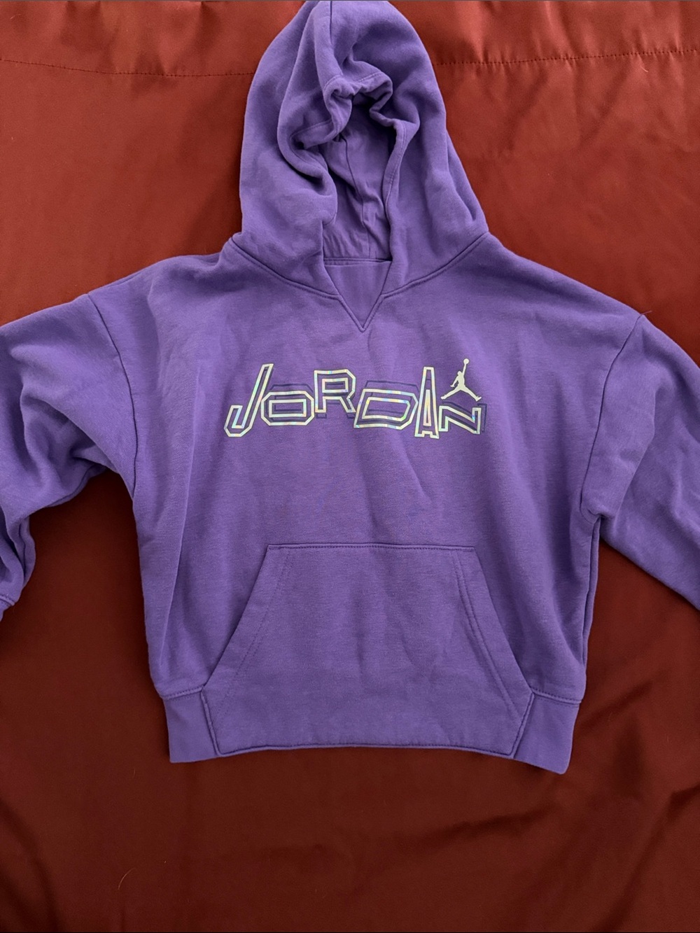Jordan Girls S Purple Venom Take Flight Hoodie - Holographic Script and Jumpman